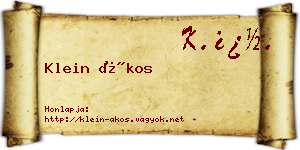 Klein Ákos névjegykártya